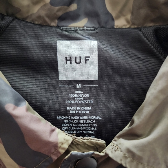 HUF Camo Coaches Jacket, Youth Size Medium, GUC - Woodland Camo - Picture 5 of 8